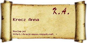 Krecz Anna névjegykártya