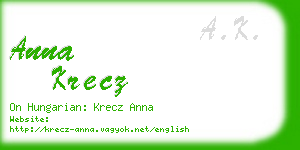 anna krecz business card